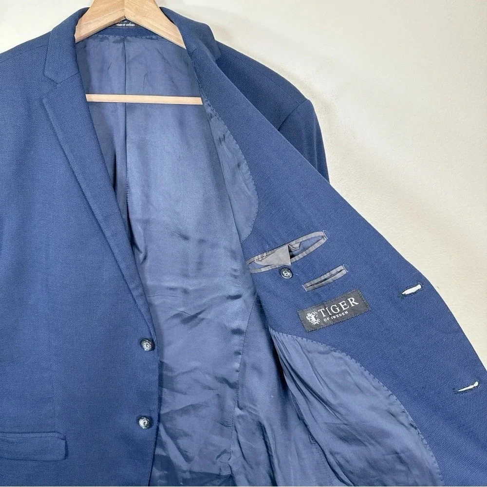 Tiger Of Sweden Mens Size 52 Navy Wool Jil 9 Button Blazer